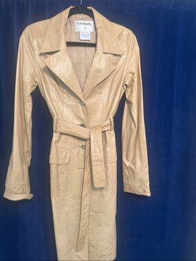 Collectable CHANEL Leather Trench Coat with Belt